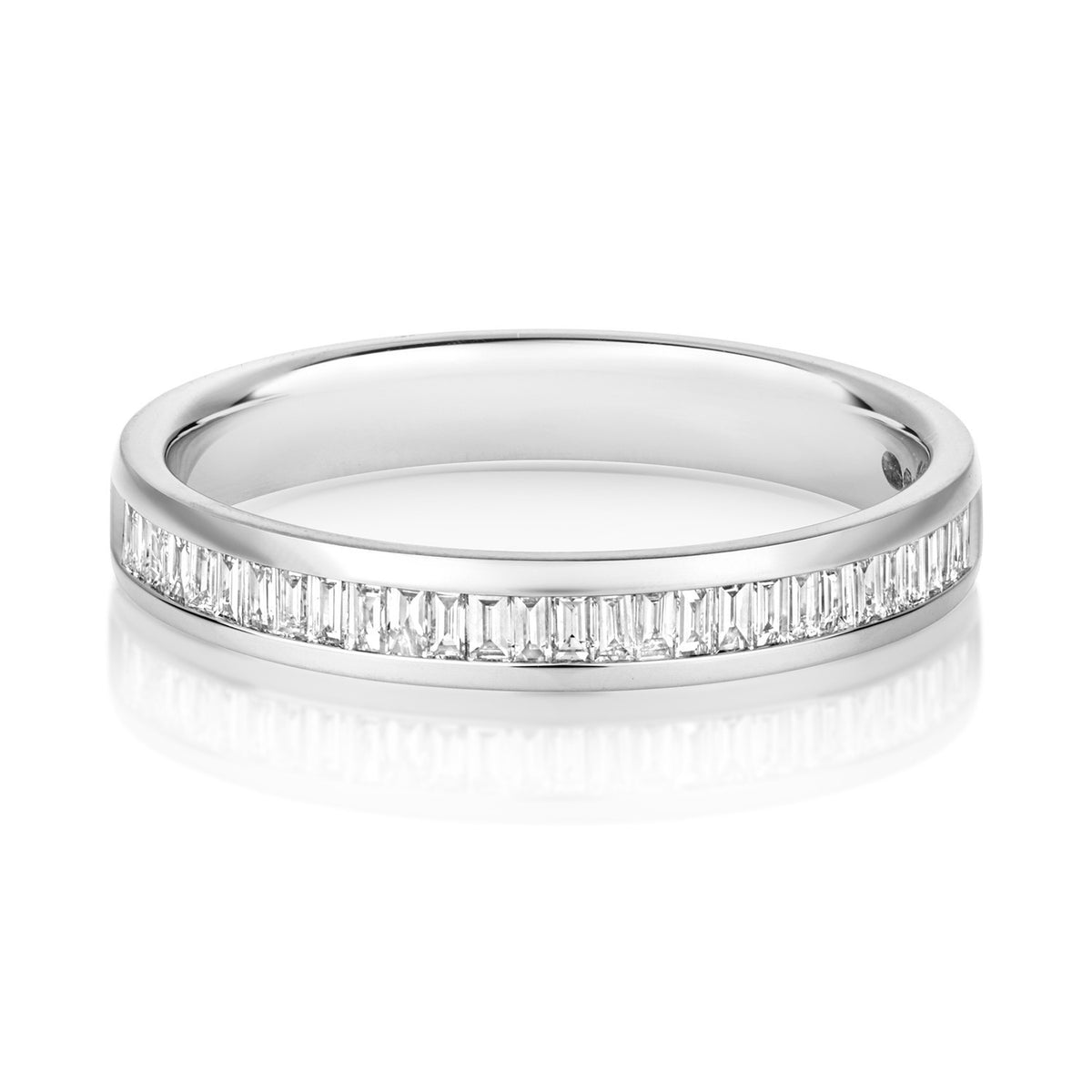 Natural Diamond Baguette Eternity Ring 18ct White Gold Hallmarked Sizes J - Q