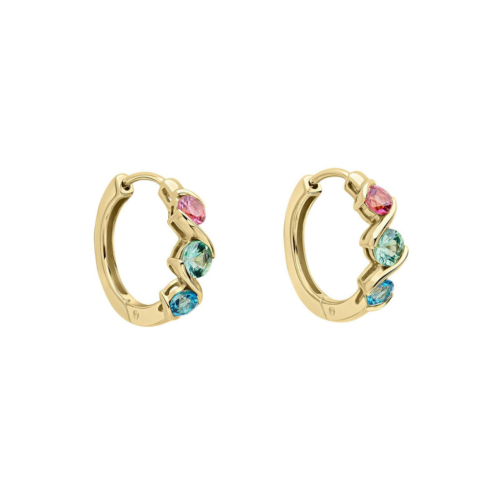 Amalfi Precious Hoop Earrings British Made 9ct Yellow Gold 375 Hallmarked