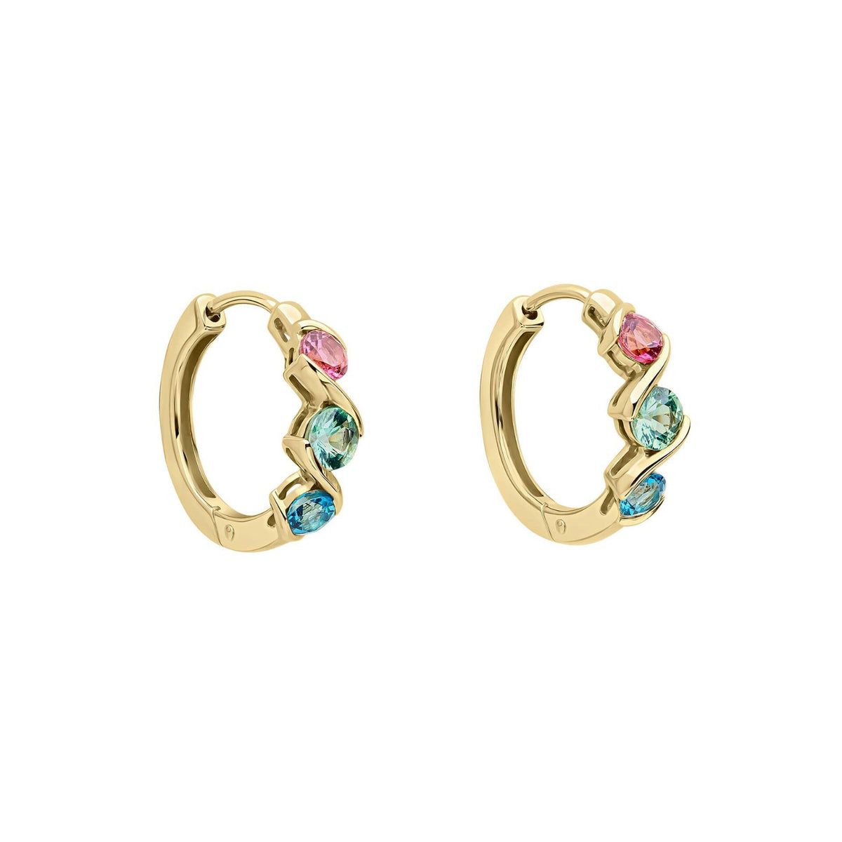 Amalfi Precious Hoop Earrings British Made 9ct Yellow Gold 375 Hallmarked