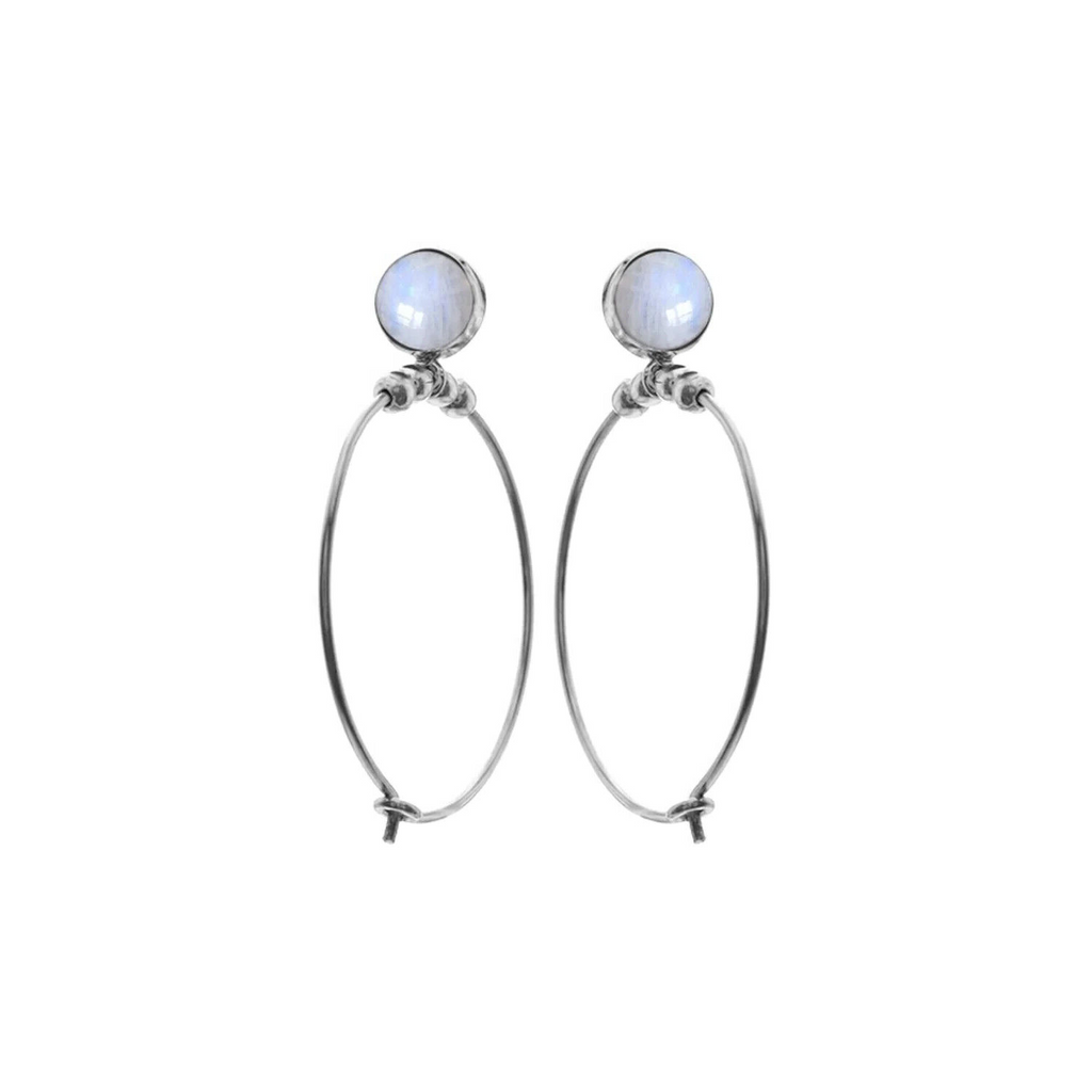 Ivy Moonstone Hoop Earrings Sterling Silver 925 Hallmarked Brand New Boxed