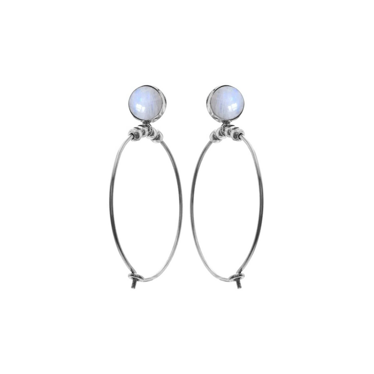 Ivy Moonstone Hoop Earrings Sterling Silver 925 Hallmarked Brand New Boxed