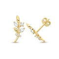 Marquise Branch Stud Earrings 9ct Yellow Gold 375 Hallmarked Brand New Boxed