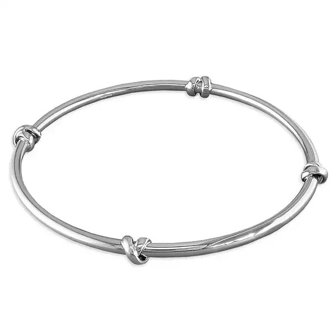 4 Knot Bangle Sterling Silver 925 Hallmarked British Made Brand New