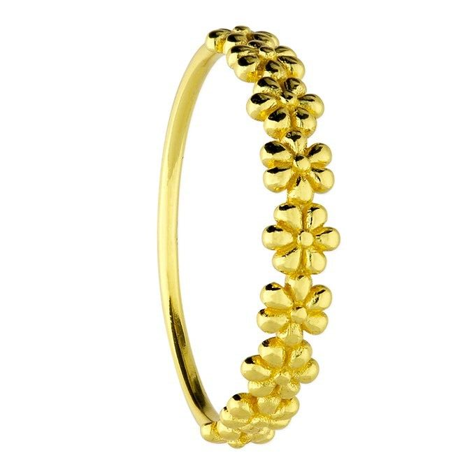 Flower Beads Ring 14ct Yellow Gold Plated Hallmarked British Made Size K - R