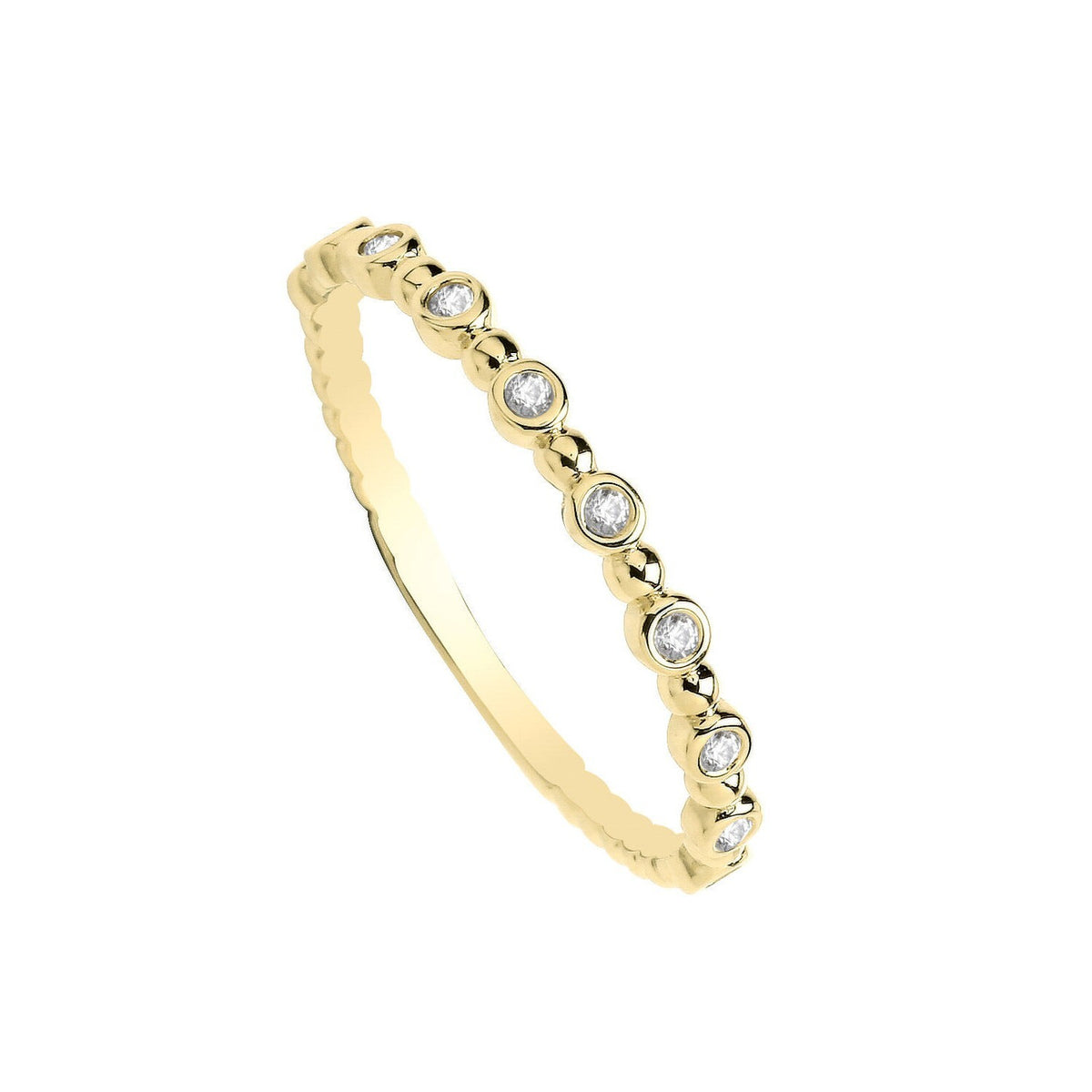 7 Stone Bobble Ring 9ct Yellow Gold Hallmarked Sizes J - T British Made