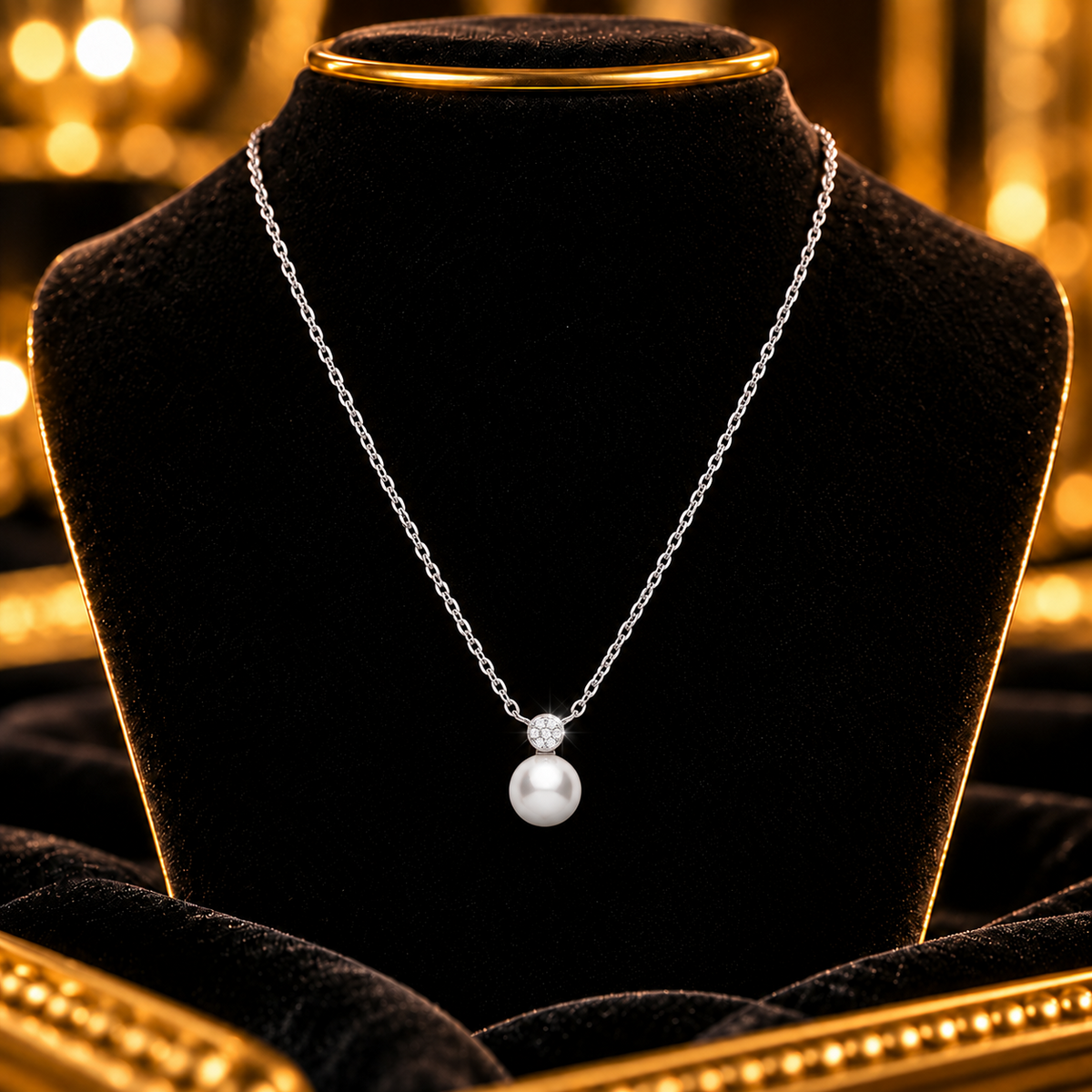Ladies Solitaire Pearl Necklace Sterling Silver 925 Hallmarked British Made