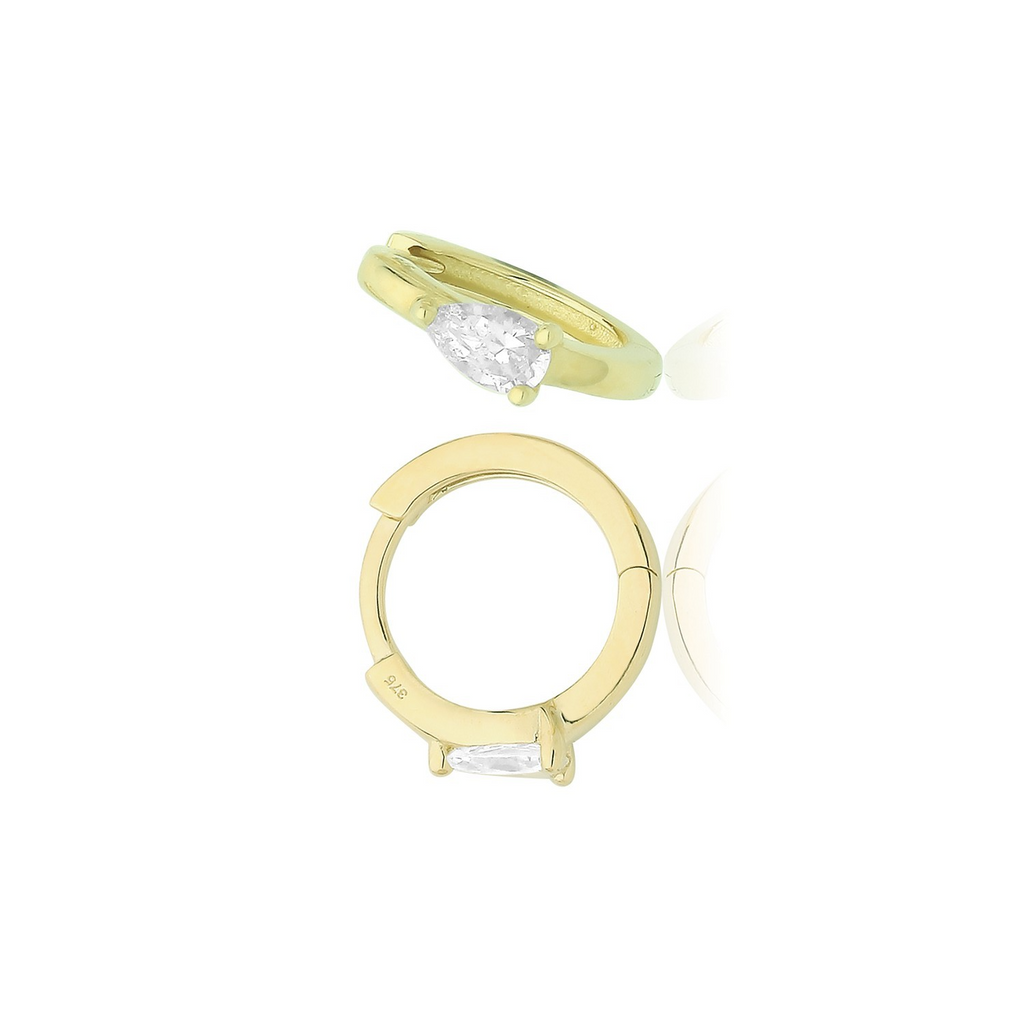 9ct Yellow Gold Pear Hoop Earrings British Made 375 Hallmark Brand New Boxed