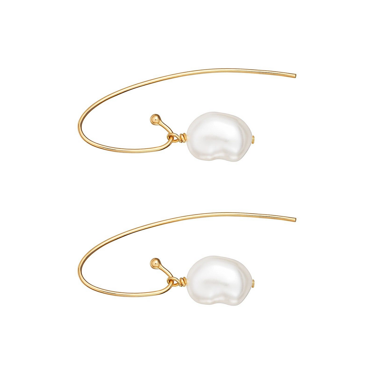 Hook Freshwater Pearl Drop Earrings 9ct Yellow Gold Plated Hallmarked Brand New