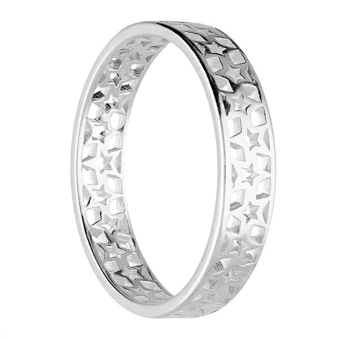 Open Star Band Ring Sterling Silver 925 Hallmarked British Made Size L - R