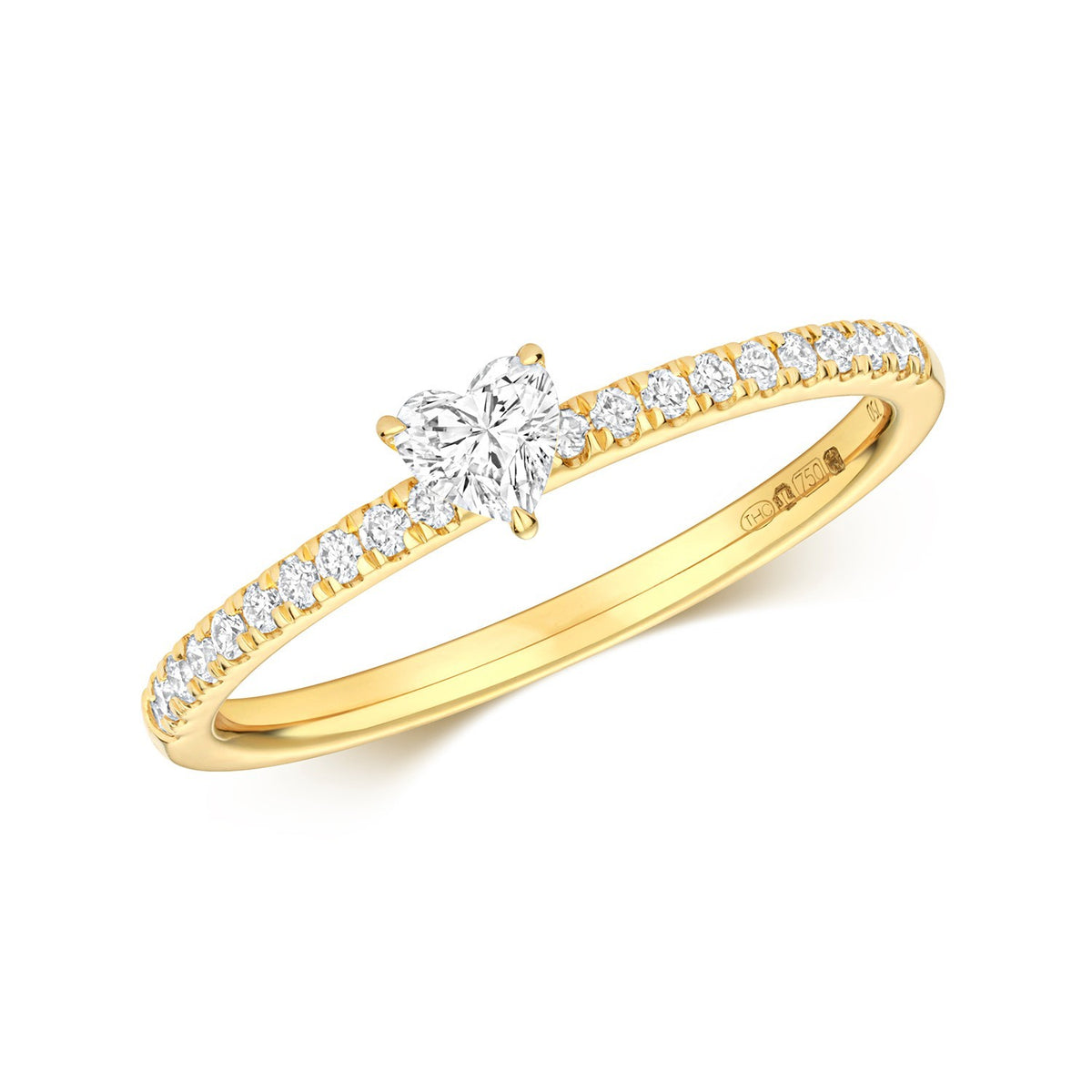 21 Natural Diamond Heart Ring 18ct Yellow Gold Hallmarked Sizes K - N