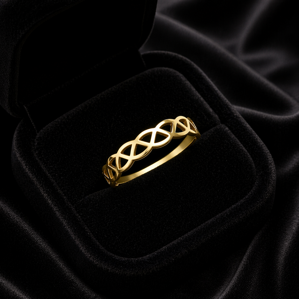 Celtic Band Ring 9ct Yellow Gold Hallmarked Sizes J - S British Made