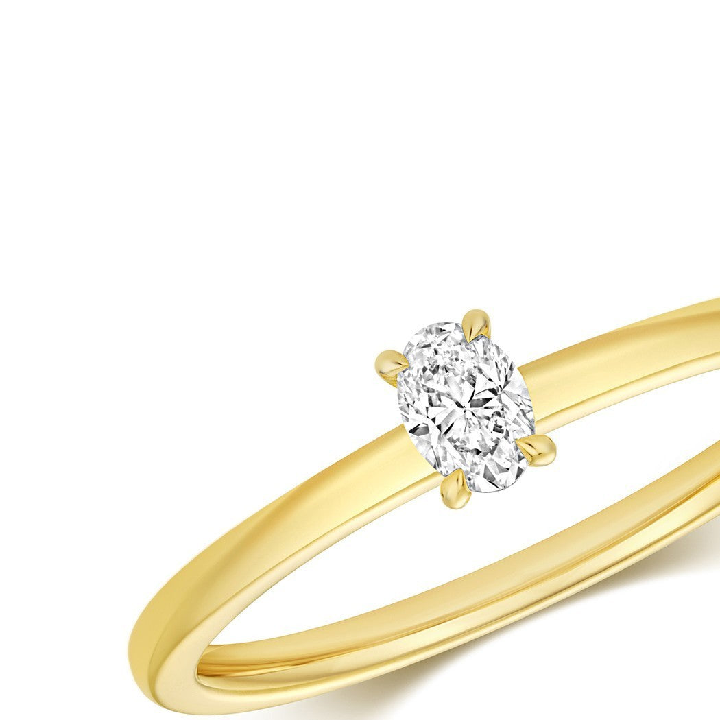 1 Natural Diamond Oval Solitaire Ring 18ct Yellow Gold Hallmarked Sizes K - N