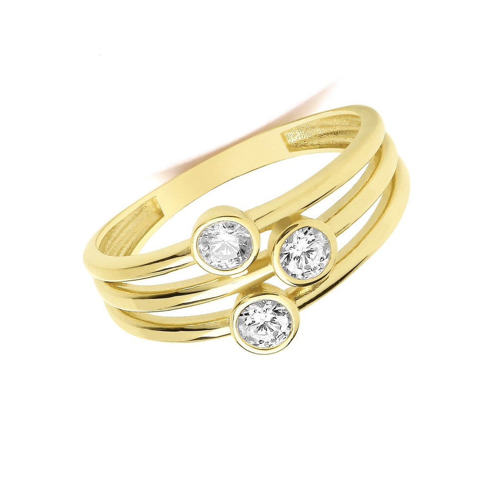 3 Band Interlocking Ring 9ct Yellow Gold Hallmarked Sizes J - T British Made