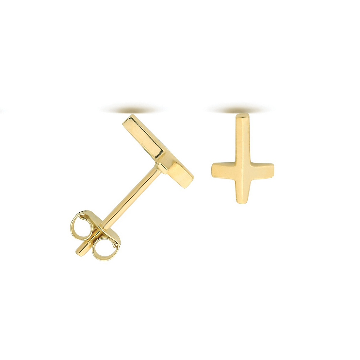 Traditional Cross Stud Earrings 9ct Yellow Gold 375 Hallmarked Brand New Boxed