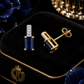 Natural Sapphire Baguette Diamond Stud Earrings 9ct Yellow Gold 375 Hallmarked