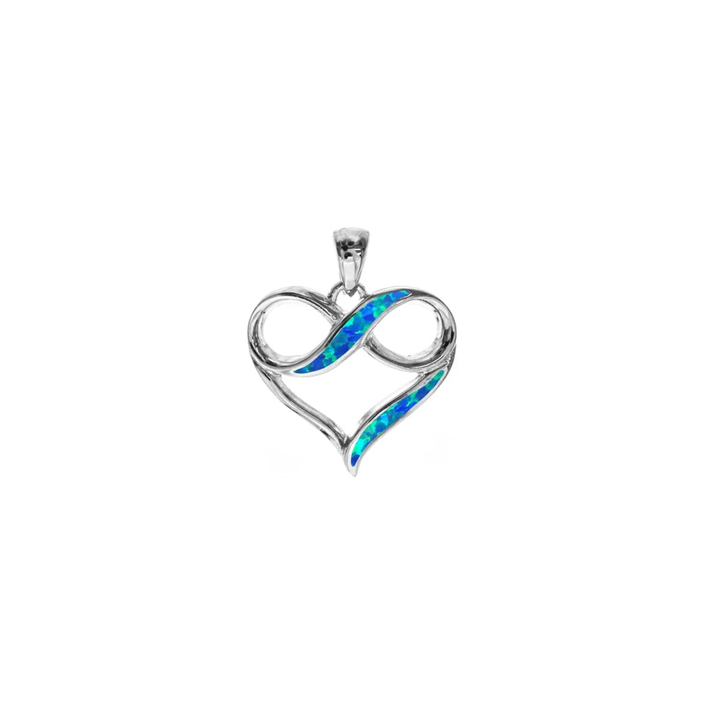 Infinity Heart Opal Pendant Sterling Silver 925 Hallmarked All Chain Lengths