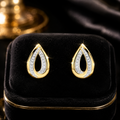 Teardrop Diamond Stud Earrings 9ct Yellow Gold 375 Hallmarked British Made