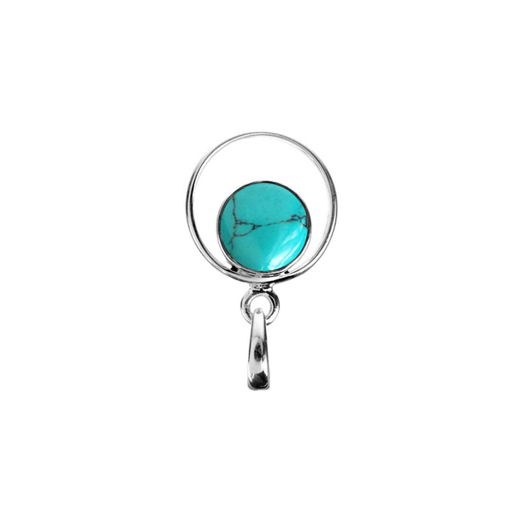 Flush Turquoise Hoop Pendant Sterling Silver 925 Hallmarked All Chain Lengths