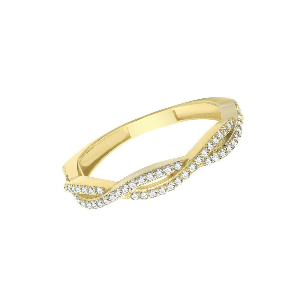 Crossover Gemstone Eternity Ring 9ct Yellow Gold Hallmarked Sizes L - Q