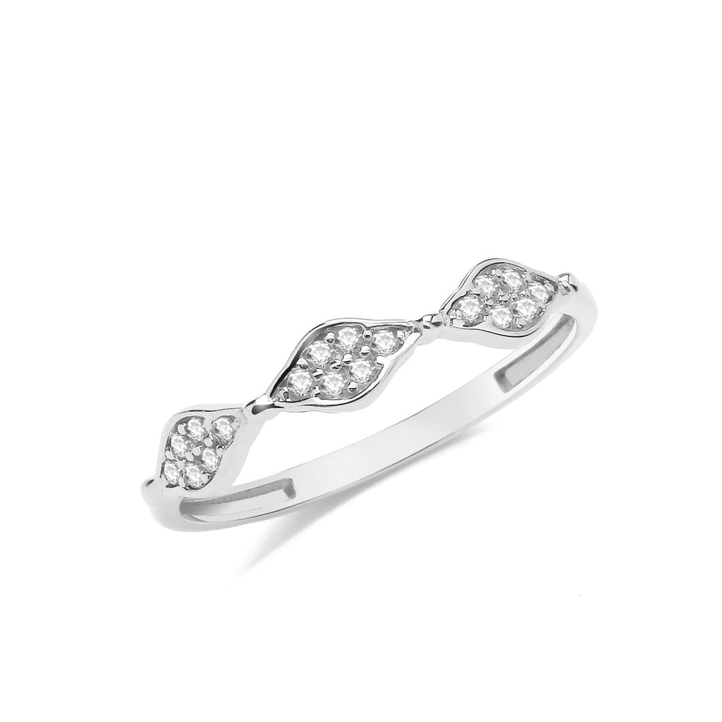 Fancy 14 Stone Ring 9ct White Gold Eternity Band Hallmarked Sizes J - T