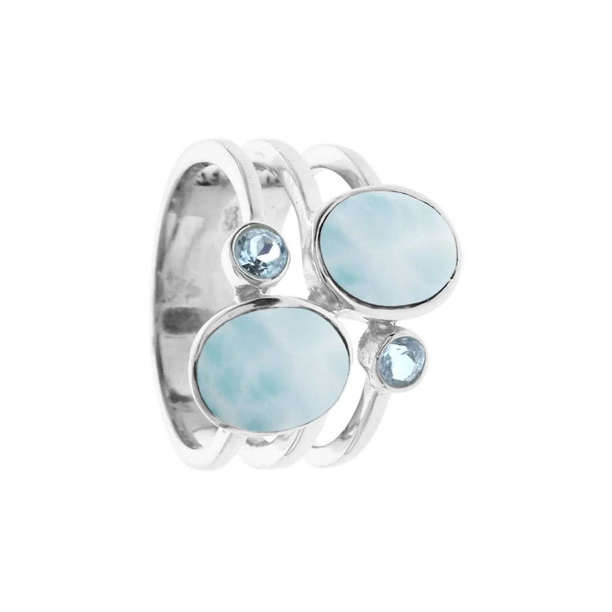 Blue Topaz Split Ring Sterling Silver 925 Hallmarked British Made Size K - T