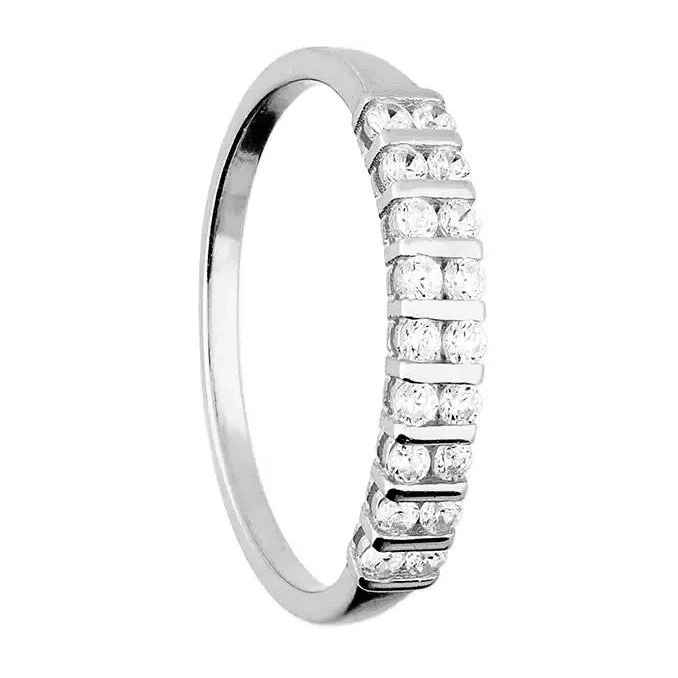 Baguette Eternity Ring Sterling Silver 925 Hallmarked British Made Size K - R
