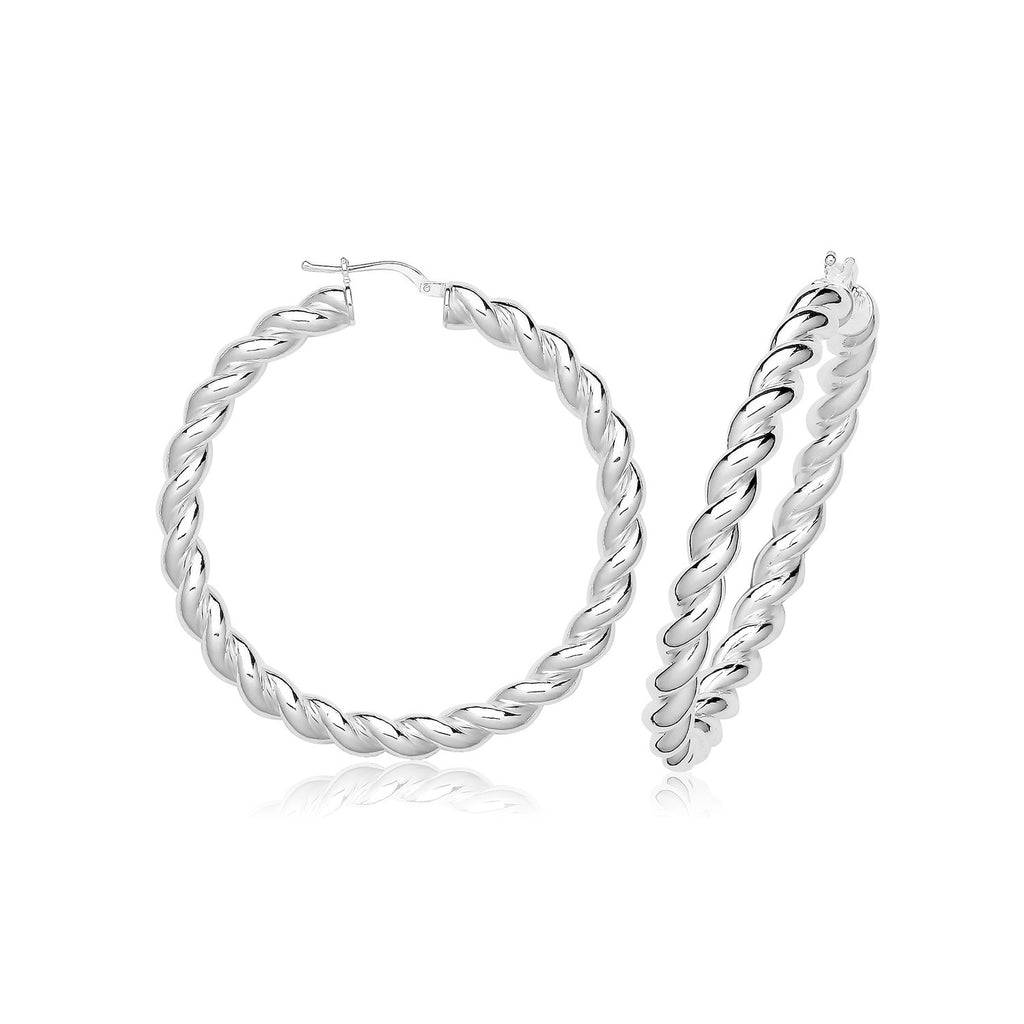 Hinged Twist Sterling Silver Hoops 925 Hallmarked 15mm - 50mm Diameter