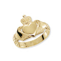 Men's Irish Claddagh Ring 9ct Yellow Gold Friendship Love Hallmarked Sizes M - V