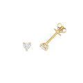 1 Natural Diamond Heart Stud Earrings 18ct Yellow Gold Hallmarked British Made