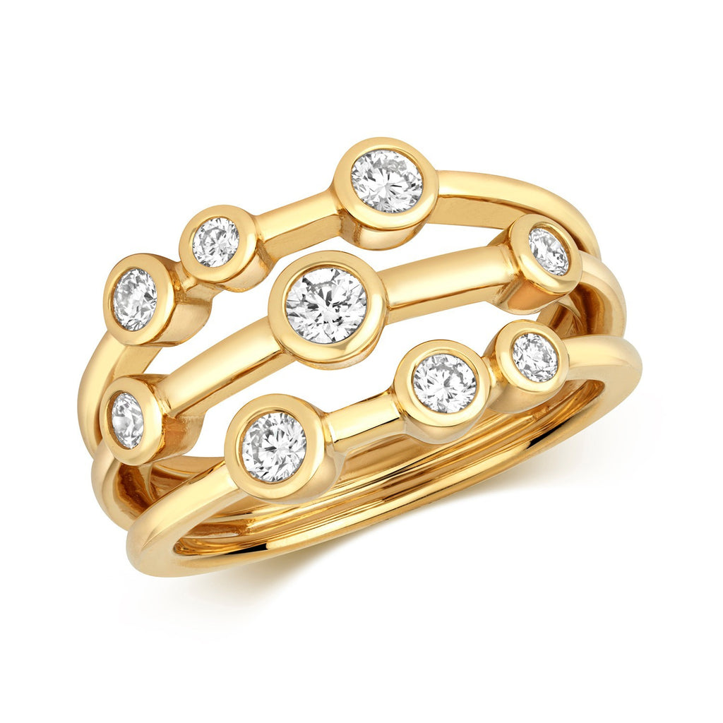 9 Natural Diamond Flush Rubover Ring 18ct Yellow Gold Hallmarked Sizes J - Q