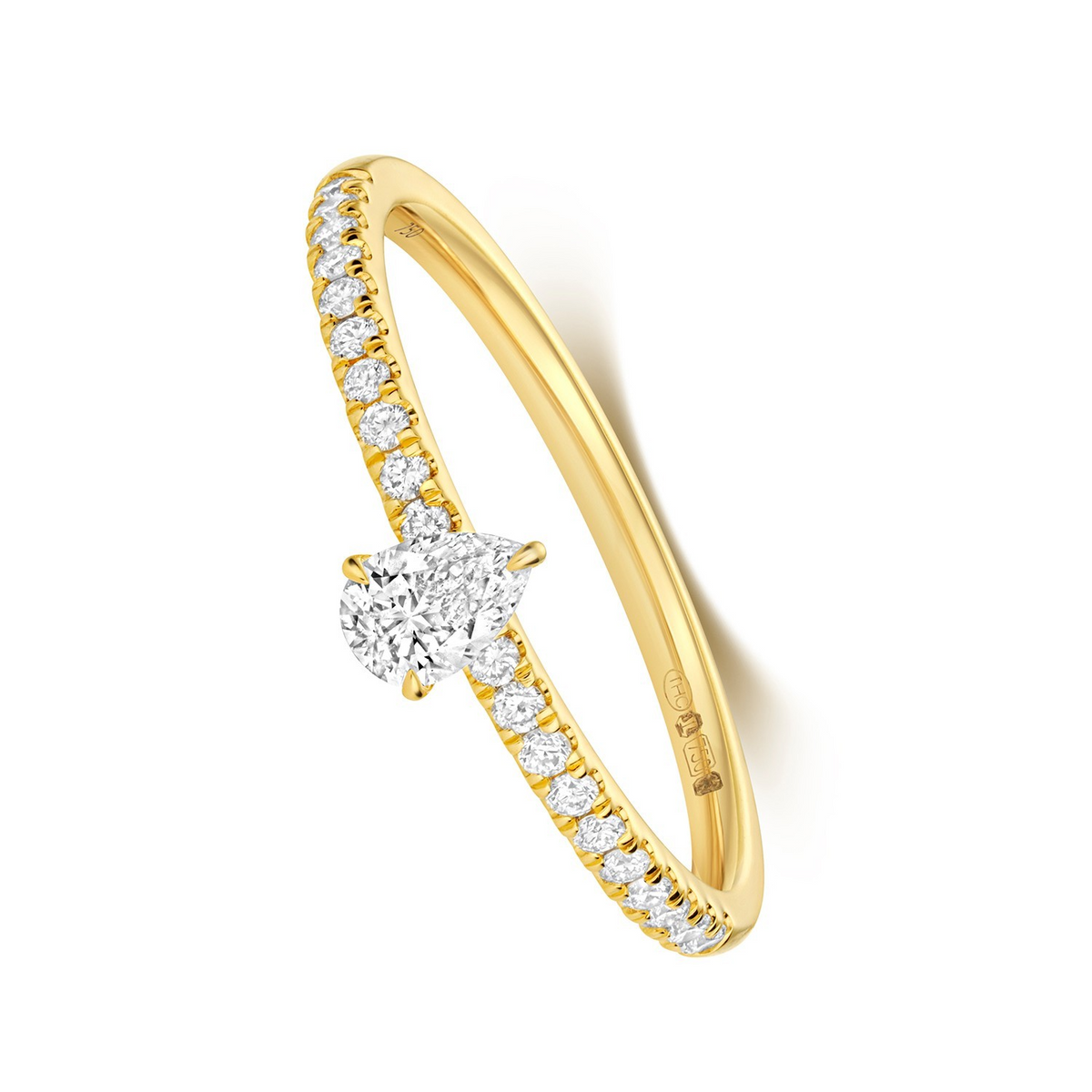 21 Natural Diamond Pear Cut Ring 18ct Yellow Gold Hallmarked Sizes K - N