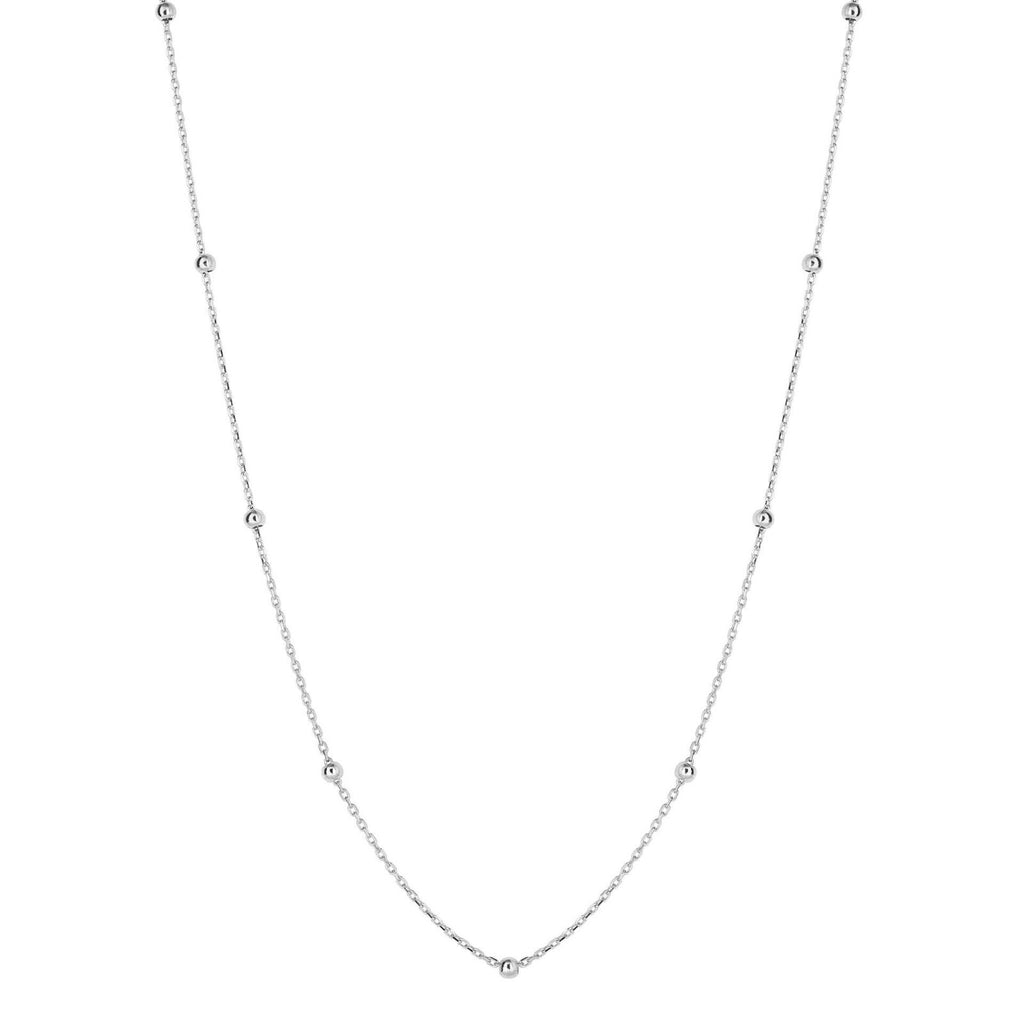 Fine Ball Station Chain Necklace 9ct White Gold 375 Hallmarked British Made