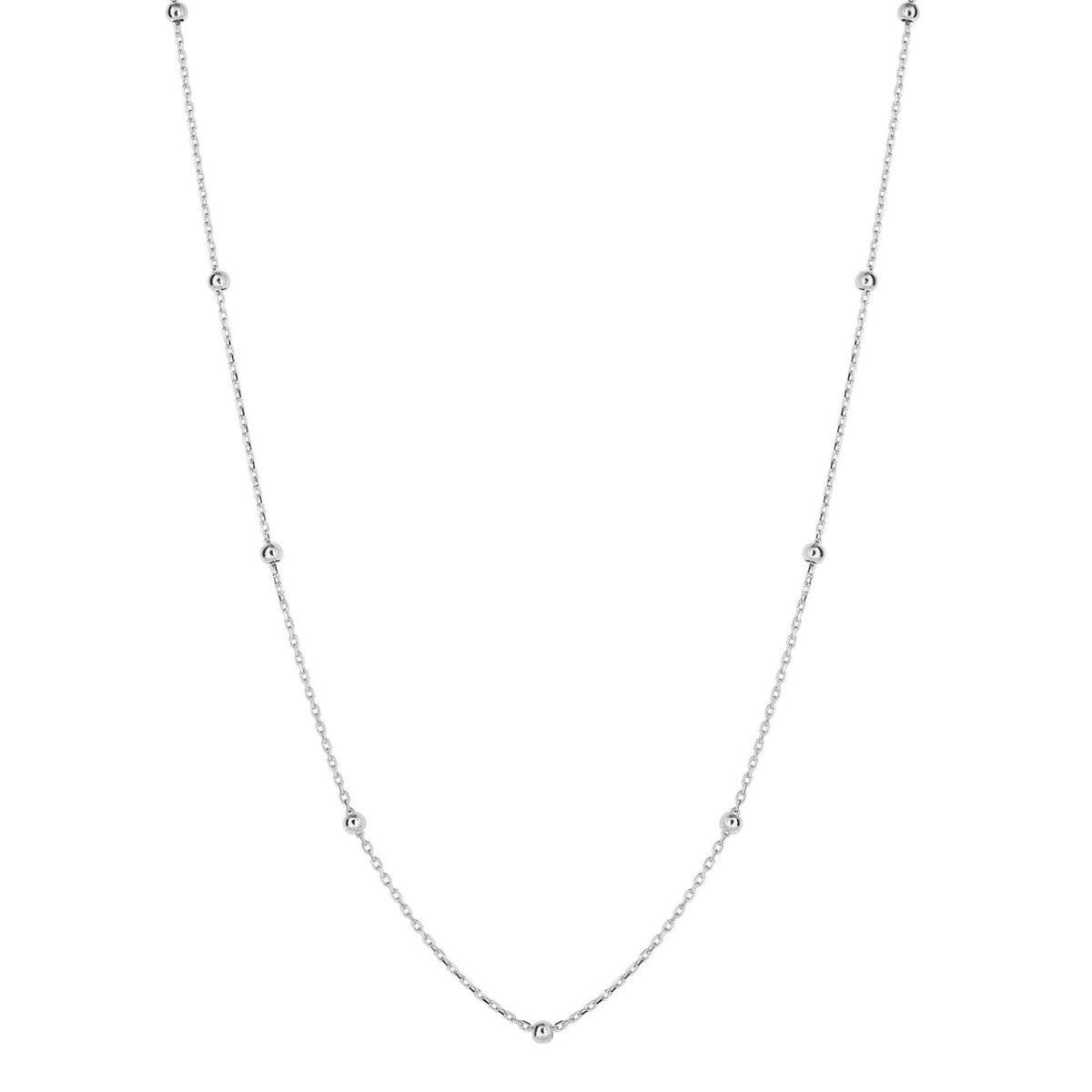 Fine Ball Station Chain Necklace 9ct White Gold 375 Hallmarked British Made