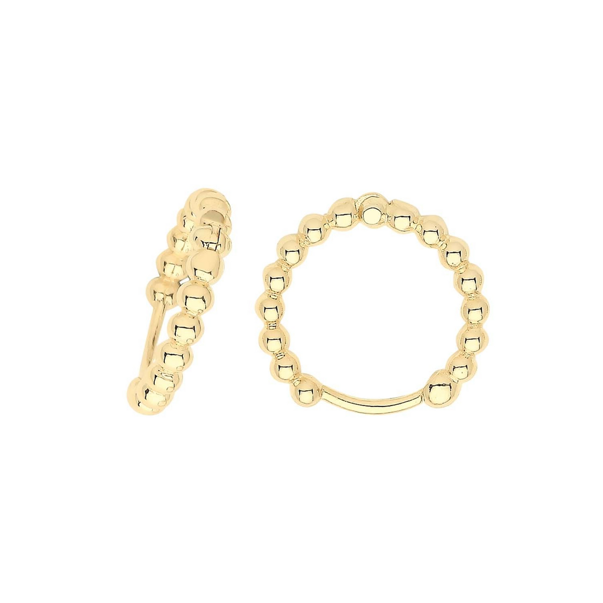 9ct Yellow Gold Bobble Hoop Earrings British Made 375 Hallmarked Brand New Boxed