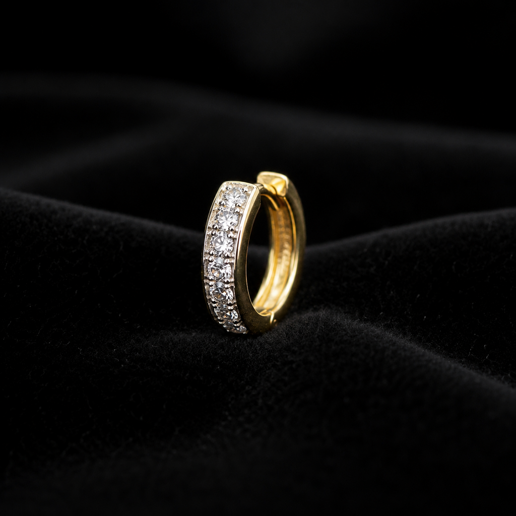 Mens Channel Set Huggie Hoop Earring 9ct Yellow Gold 375 Hallmarked Brand New