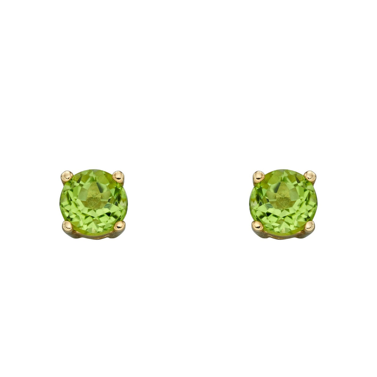 Natural Peridot August Stud Earrings 9ct Yellow Gold 375 Hallmark British Made