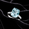 Natural Blue Topaz & Diamond Statement Ring 9ct White Gold Sizes L - Q