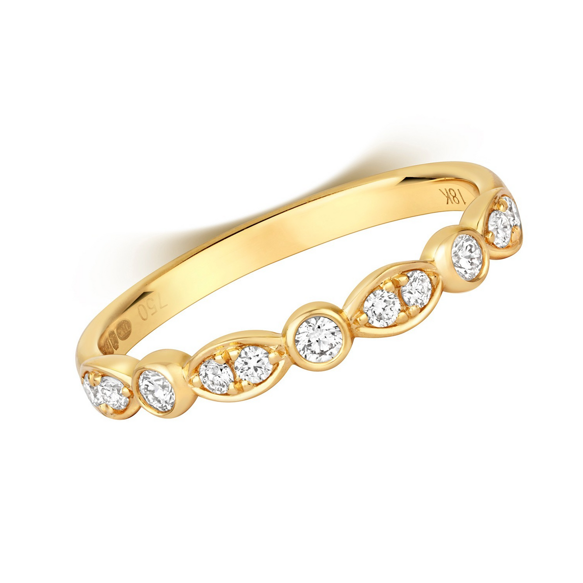 11 Natural Diamond Flush Ring 18ct Yellow Gold Hallmarked Sizes J - Q