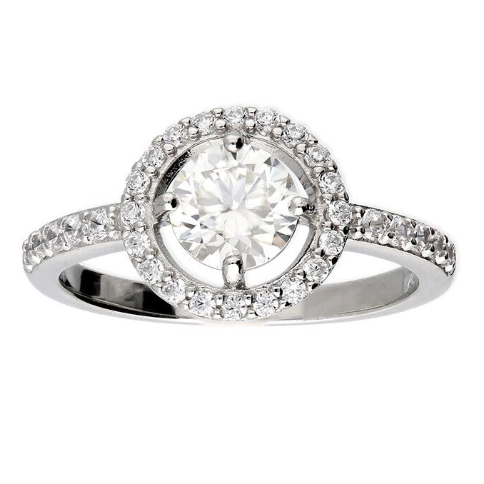 Moissanite Halo Ring Sterling Silver 925 Hallmarked British Made Size L - Q