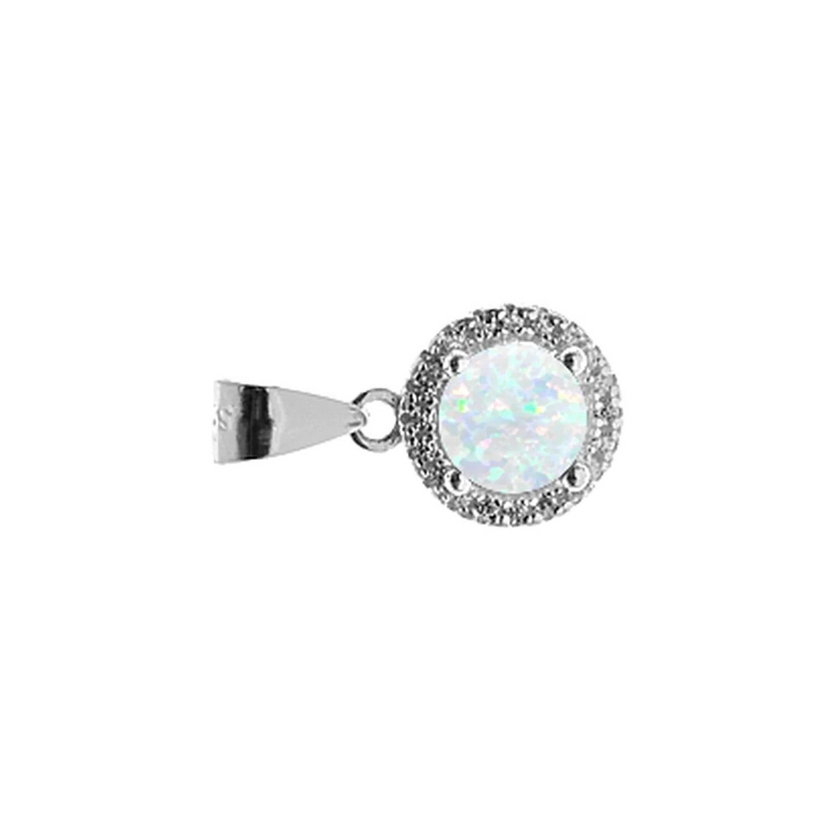 Halo White Opal Pendant Sterling Silver 925 Hallmark All Chain Lengths Brand New