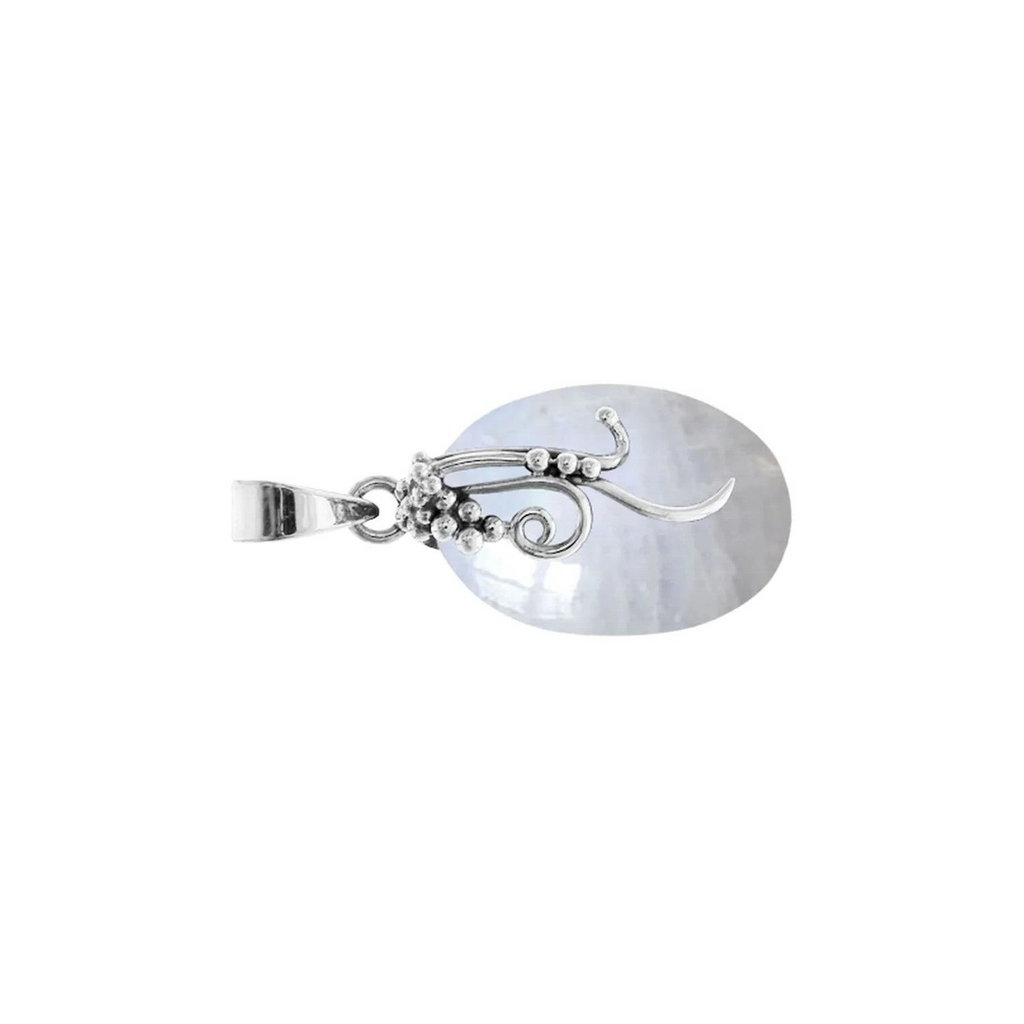 Oval Vine Moonstone Pendant Sterling Silver 925 Hallmarked All Chain Lengths