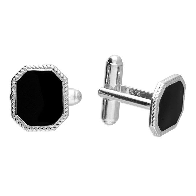 Solid Sterling Silver Octagonal Cufflink Set Men's 925 Hallmarked British Made
