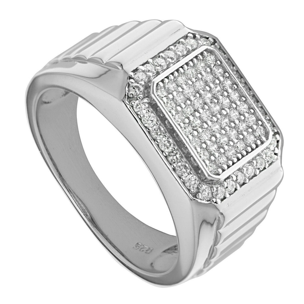 Gents Sterling Silver Signet Ring Gemstone Engagement 925 Hallmark Sizes P - U