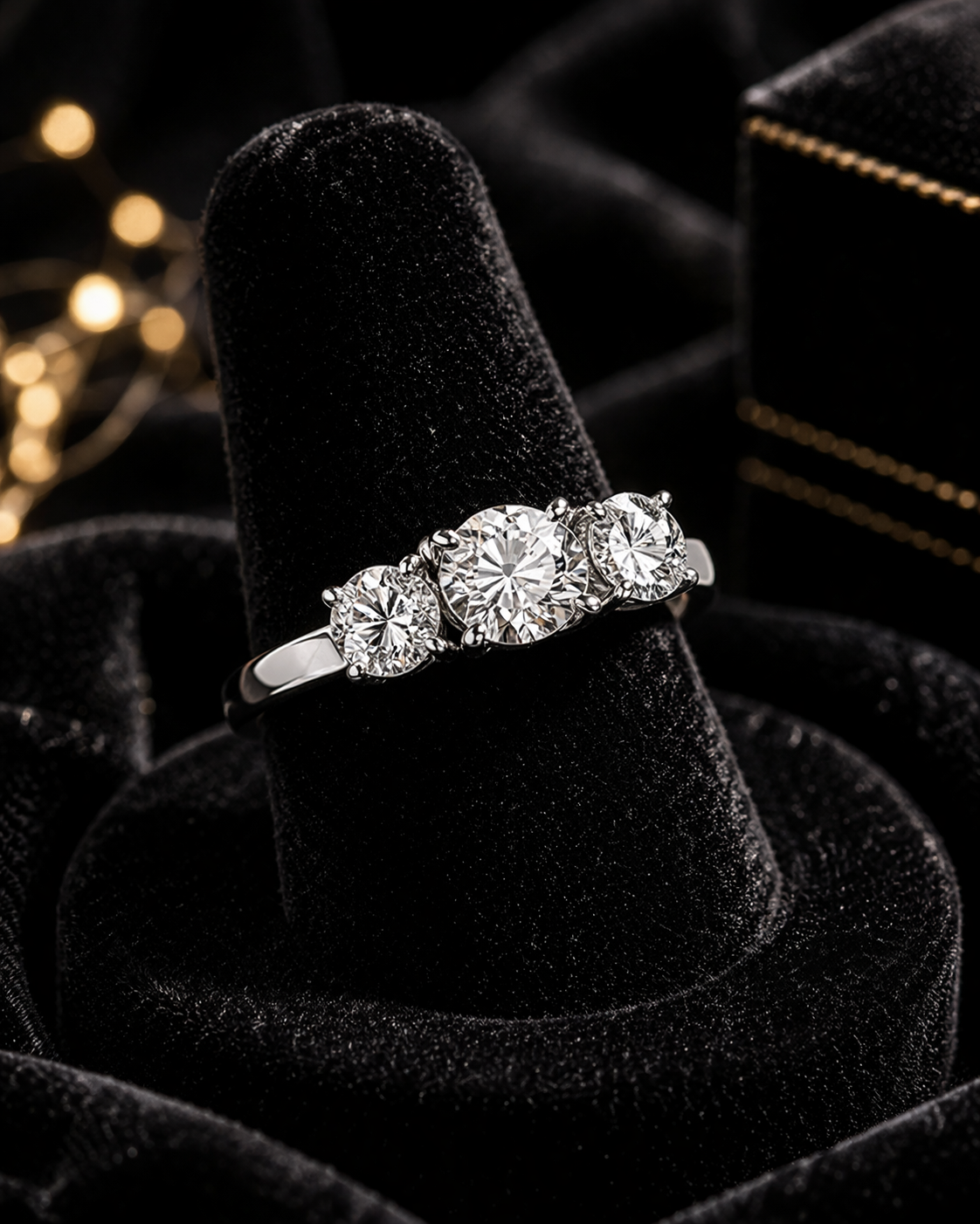 Sterling Silver Three Stone Ring Trilogy Engagement 925 Hallmarked Size L - U