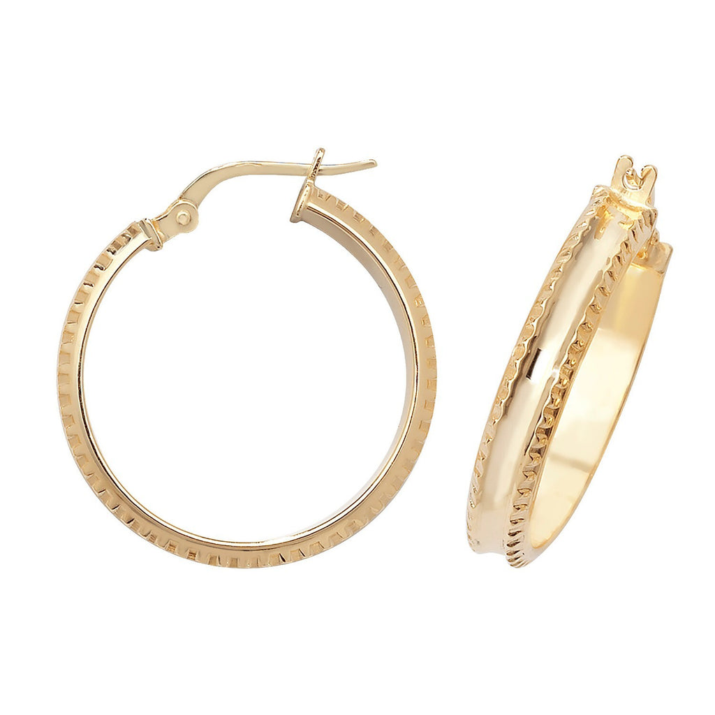 9ct Yellow Gold DC Hinged Hoop Earrings 375 Hallmarked 10mm - 30mm Diameter