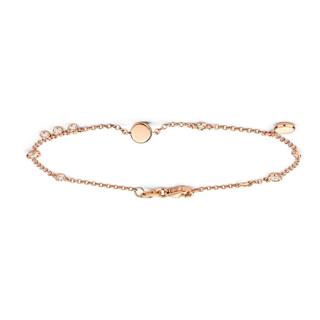 Flush 8 Natural Diamond 18ct Rose Gold Bracelet 375 Hallmarked British Made