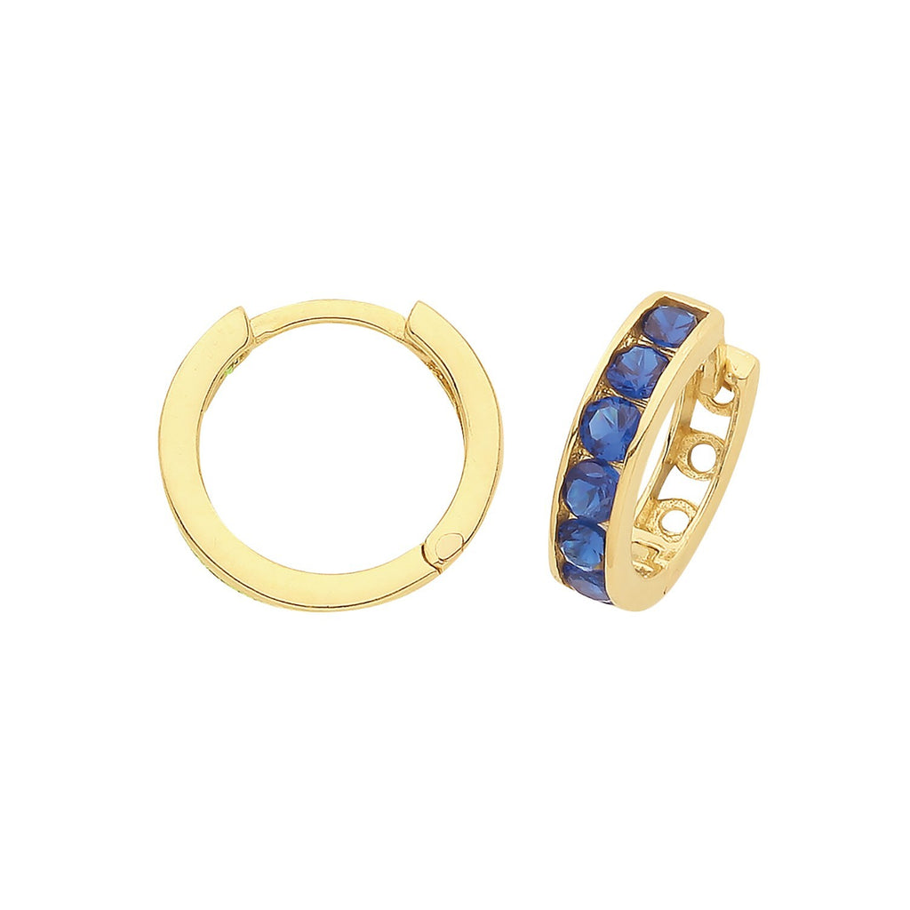 Mens 6 Sapphire Huggie Hoop Earring 9ct Yellow Gold 375 Hallmark Brand New Boxed