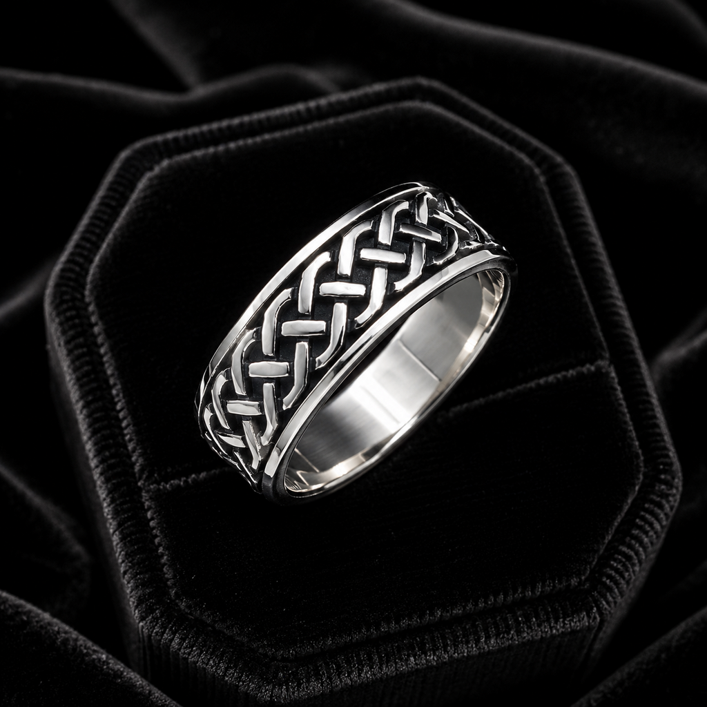 Men's Sterling Silver Celtic Ring Wedding Band Gents 925 Hallmark Sizes R - Z