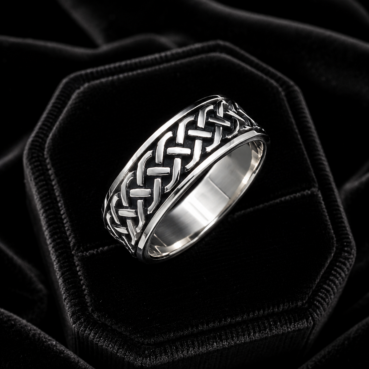 Men's Sterling Silver Celtic Ring Wedding Band Gents 925 Hallmark Sizes R - Z