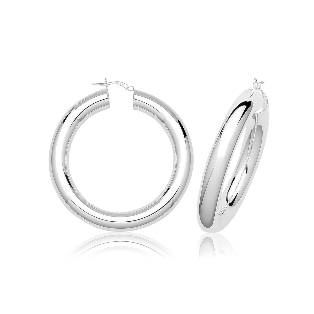 Plain Chunky Sterling Silver Hoops 925 Hallmarked 15mm - 50mm Diameter